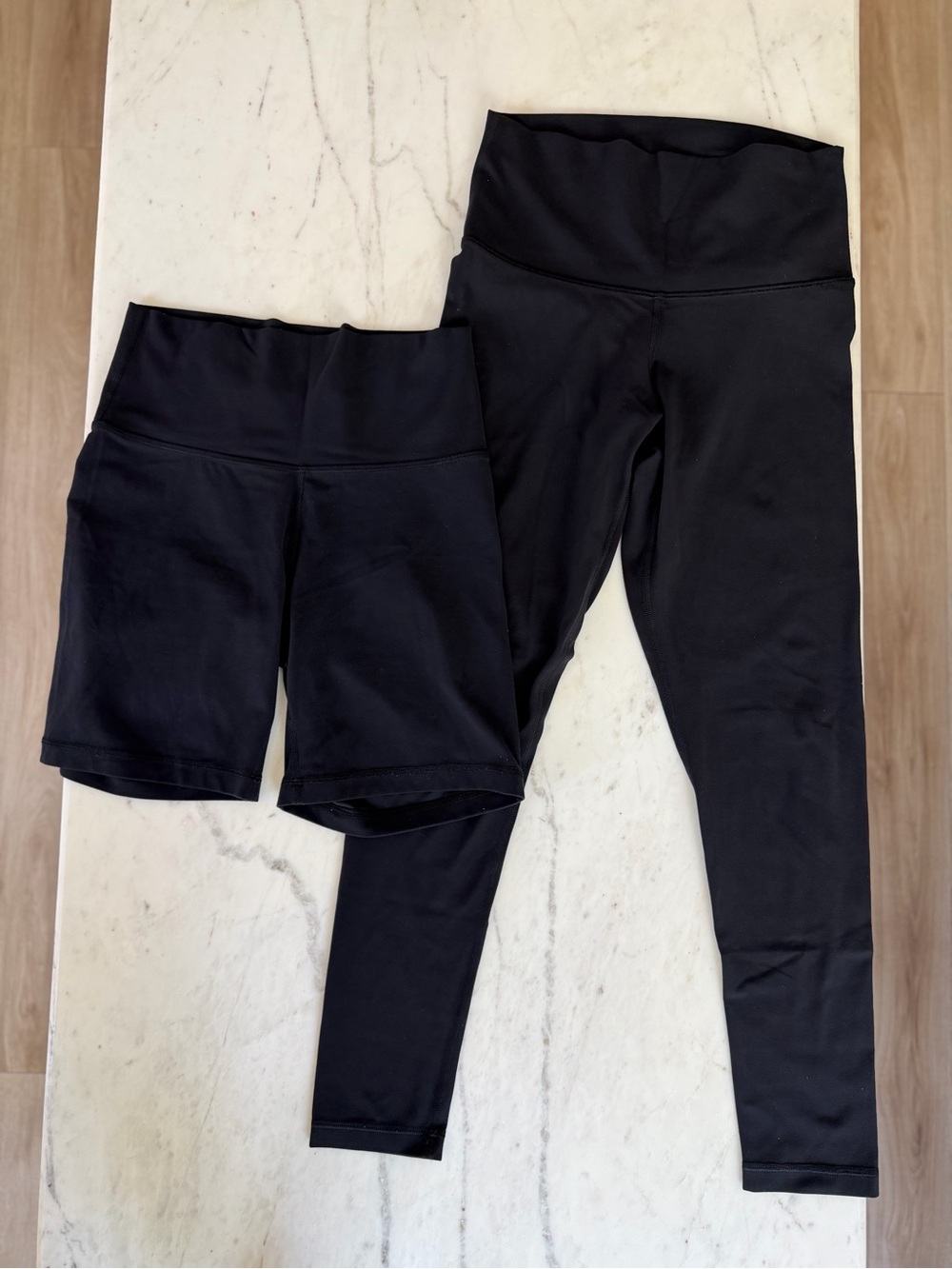 TnAction by Aritzia Black High Rise Leggings & Bike Shorts Set Size M